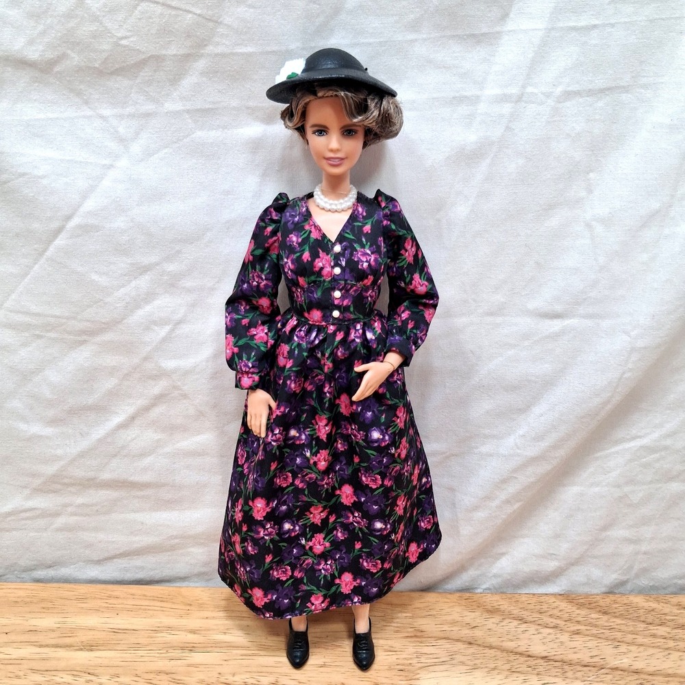 Barbie Inspiring Women First Lady Eleanor Roosevelt Doll Floral Dress Hat No Box